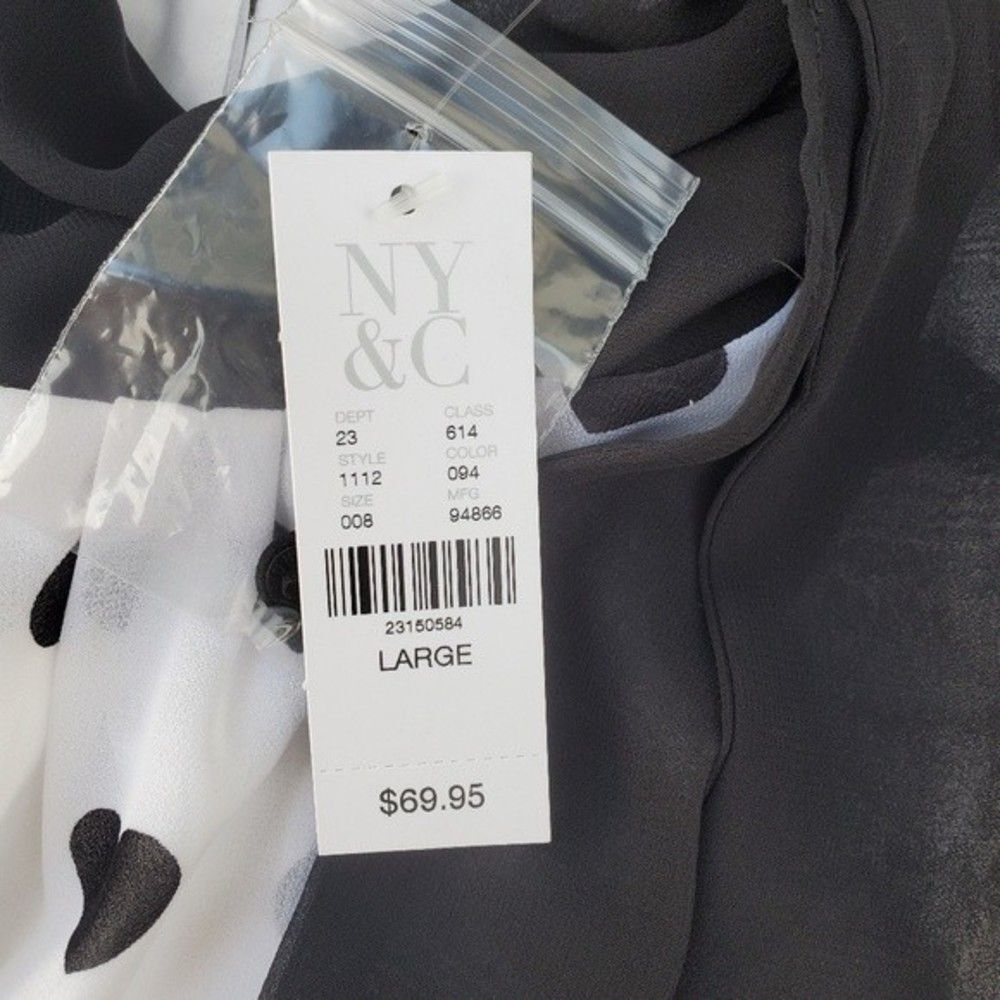 NWT New York & Company White and Black Hearts Women's Shift Dress - Picture 15 of 16